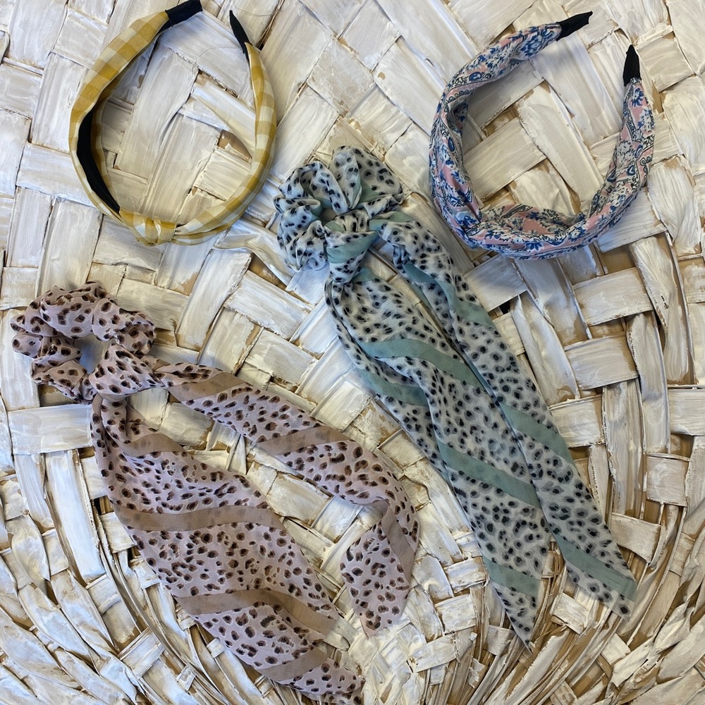 Anthropologie chiffon hair ties and hard headbands